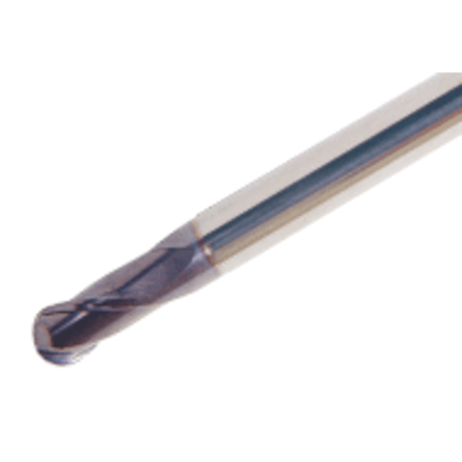 Picture of TUNGALOY TEB100A2-18/31C10M100 AH750 DIA 10MM SH 0.3937 LOC 0.7087 OAL 3.9370 End Mill Standard Flute Standard Helix Carbide TiAlN Single End Ball Nose TUNG MEISTER