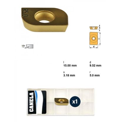 Picture of CANELA Tool ADMW1503R5.0TIN25 Milling Insert Paralelagram TiN + TiC + TiN