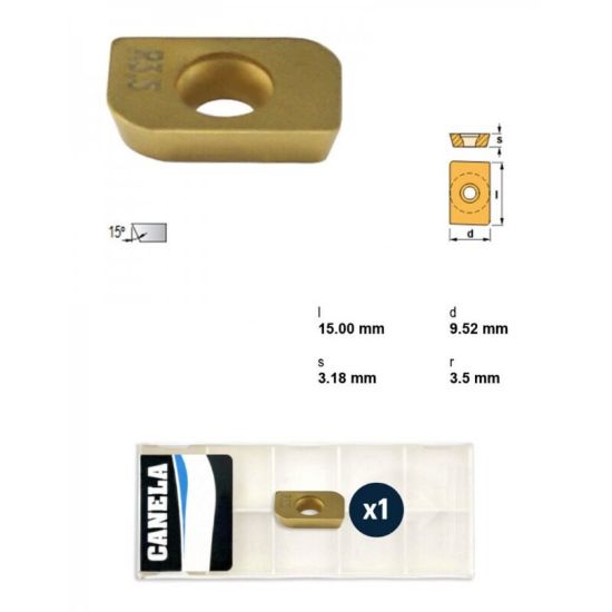 Picture of CANELA Tool ADMW1503R3.5TIN25 Milling Insert Paralelagram TiN + TiC + TiN