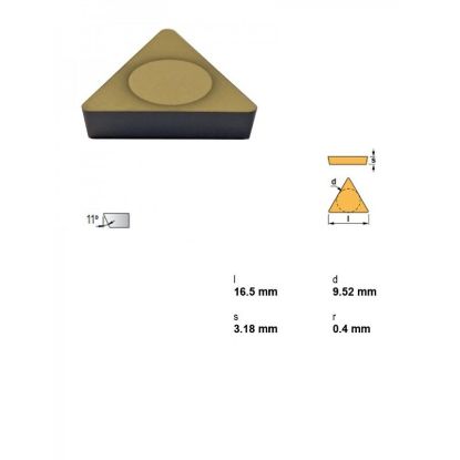 Picture of CANELA Tool TPUN322ETIN25 Turning Insert Triangle TiN + TiC + TiN