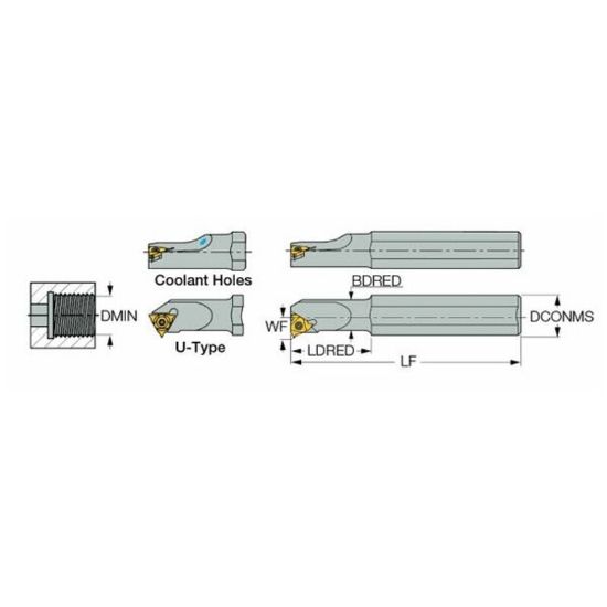 Picture of CARMEX SIR 500 M16 Threading Boring Bar Iso Thread 0.62 Shank Right Hand 6.00 OAL