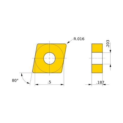 Picture of CERATIZIT CNMG543-71ACTUC1121 Turning Insert 80.0° Negative 0.047 Corner Radius TIC + Al2O3 + TiN