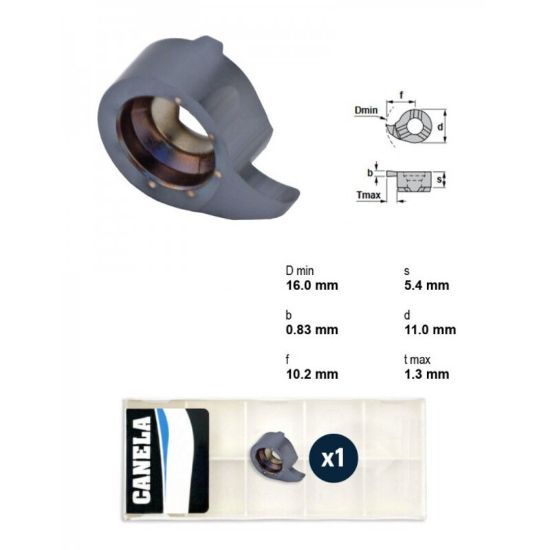 Picture of CANELA Tool RS016.0080TL20 Grooving Insert Swiss TiAIN 0.033 Radius