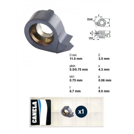 Picture of CANELA Tool RS11.0205.01TL20 Grooving Insert Swiss TiAIN