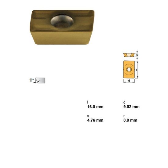 Picture of CANELA Tool APMT160416E-26TIN21 Milling Insert Paralelagram TiN + MTTiCN + Al2O3