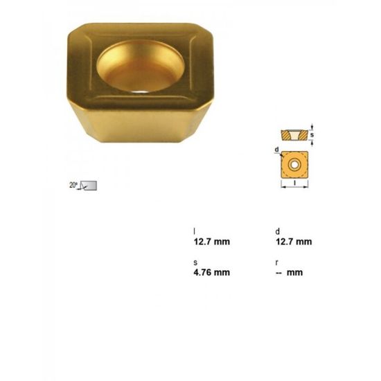 Picture of CANELA Tool SEHT 43AFNTIN21 Milling Insert Square TiN + MTTiCN + Al2O3