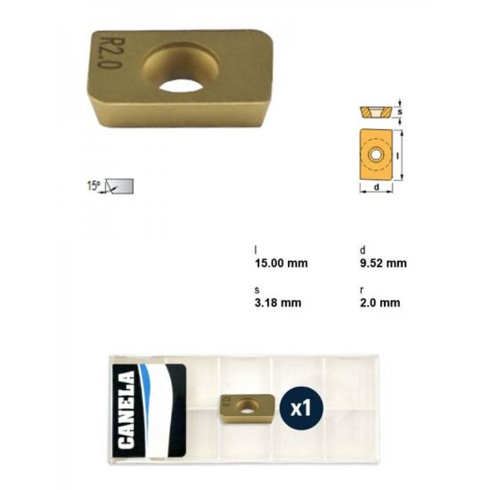 Picture of CANELA Tool ADMW1503R2.0TIN25-C Milling Insert Paralelagram TiN + TiC + TiN
