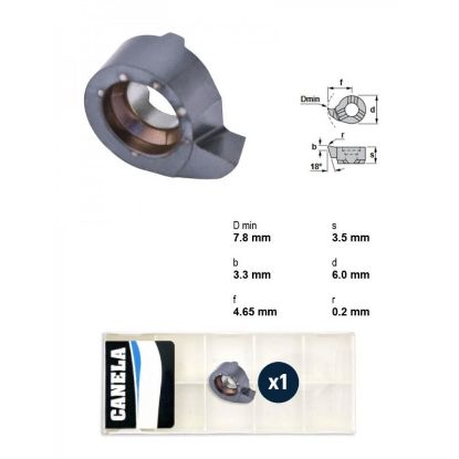 Picture of CANELA Tool RS08.1846.02TL20 Grooving Insert Swiss TiAIN 0.130 Radius