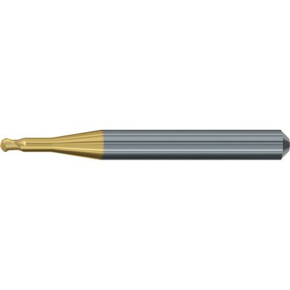 Picture of EMUGE 2602T.100612 DIA 1MM SH 0.2362 LOC 0.4724 OAL 1.8504 End Mill Ball Nose Carbide TiN + TiAIN Single End Ball Nose Dental Mills