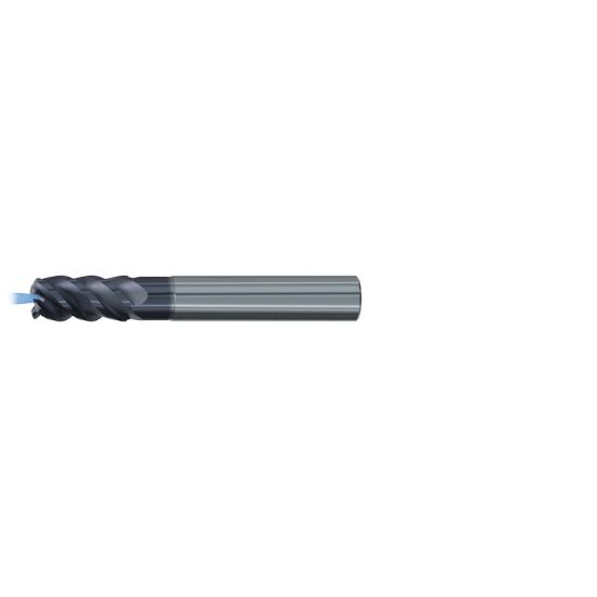 Picture of EMUGE 2610AZ.010 DIA 10MM SH 0.3937 LOC 0.8661 OAL 2.8346 End Mill Standard Flute High Helix Carbide TiAlN Single End Corner Radius 0.0472 1.20MM Jet-Cut