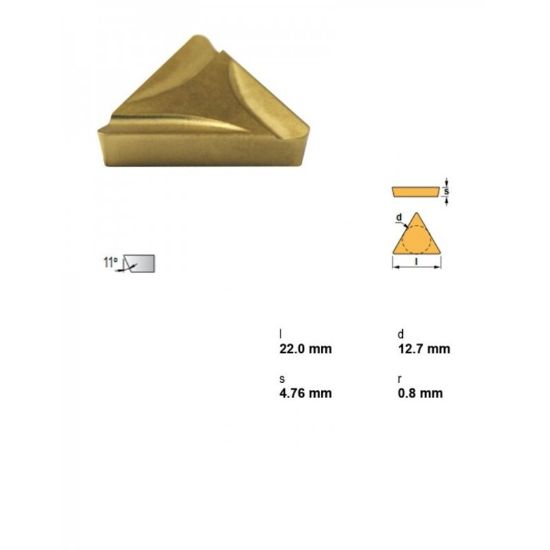 Picture of CANELA Tool TPUX221LTIN25 Turning Insert Triangle TiN + TiC + TiN