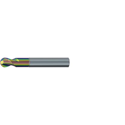 Picture of EMUGE 1921R.0625 DIA 5/8 SH 0.6250 LOC 0.50 OAL 3.50 End Mill Standard Flute Standard Helix Carbide CrN Single End Ball Nose Alu-Cut