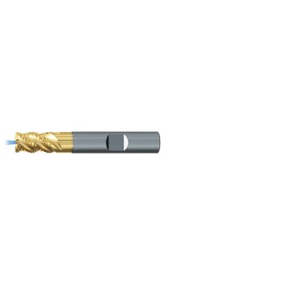 Picture of EMUGE 2643TZ.016040 DIA 16MM SH 0.6299 LOC 0.8661 OAL 3.2283 End Mill Standard Flute High Helix Carbide TiN + TiAIN Single End Corner Radius 0.1575 4.00MM TiNox-Cut