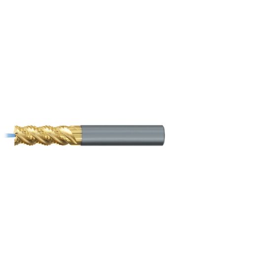 Picture of EMUGE 2648TZ.0500 DIA 1/2 SH 0.50 LOC 1.1250 OAL 3.2500 End Mill Standard Flute Coolant High Helix Carbide TiN + TiAIN Single End Square Sharp TiNox-Cut