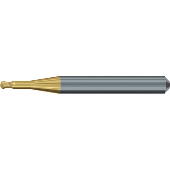 Picture of EMUGE 2602T.200316 DIA 2MM SH 0.1181 LOC 0.6299 OAL 1.8504 End Mill Ball Nose Carbide TiN + TiAIN Single End Ball Nose Dental Mills