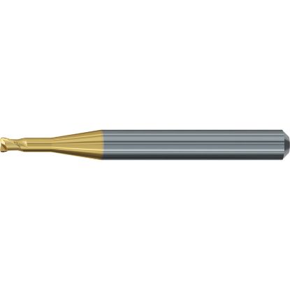 Picture of EMUGE 2630T.200612 DIA 2MM SH 0.2362 LOC 0.4724 OAL 2.2441 End Mill Corner Radius Carbide TiN + TiAIN Single End Corner Radius 0.0079 0.20MM Dental Mills