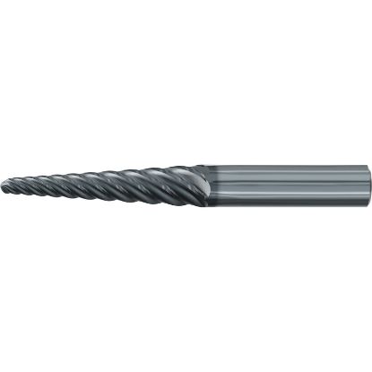 Picture of EMUGE 3548L.04020A DIA 4MM SH 0.4724 LOC 2.3228 OAL 4.7244 End Mill Taper Flute Carbide AlCrN Single End Ball Nose Turbine Program