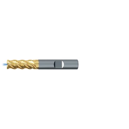 Picture of EMUGE 2671TZ.016040 DIA 16MM SH 0.6299 LOC 1.2598 OAL 3.6220 End Mill Standard Flute High Helix Carbide TiN + TiAIN Single End Corner Radius 0.1575 4.00MM TiNox-Cut