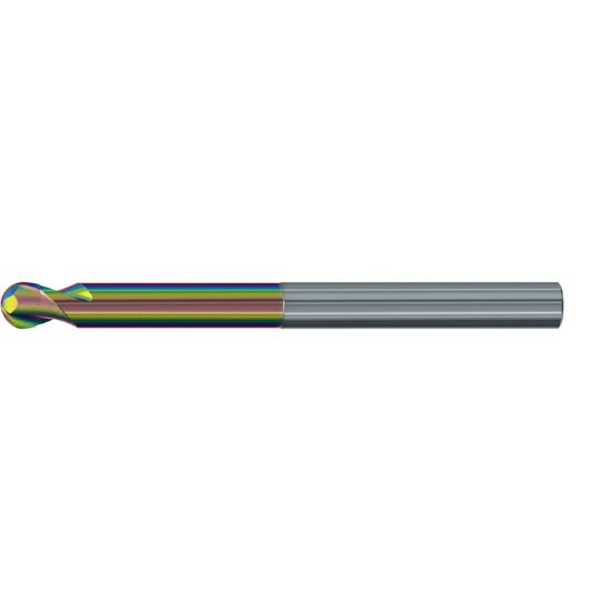 Picture of EMUGE 1943R.012 DIA 12MM SH 0.4724 LOC 0.3937 OAL 4.7244 End Mill Standard Flute Standard Helix Carbide CrN Single End Ball Nose Alu-Cut