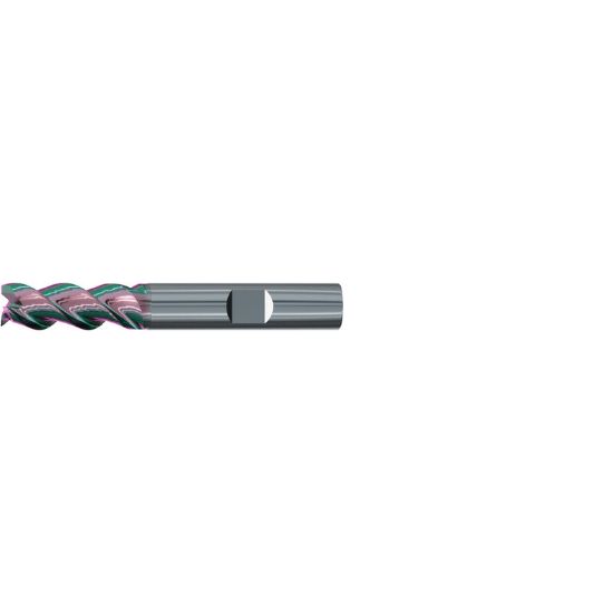 Picture of EMUGE 2545K.012 DIA 12MM SH 0.4724 LOC 3.2677 OAL 1.0236 End Mill Standard Flute Variable Helix Carbide GLT Single End 45.0° Chamfer Alu-Cut