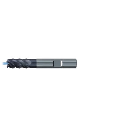 Picture of EMUGE 2611AZ.010 DIA 16MM SH 0.6299 LOC 0.8661 OAL 2.8346 End Mill Standard Flute High Helix Carbide TiAlN Single End Corner Radius 0.0472 1.20MM Jet-Cut