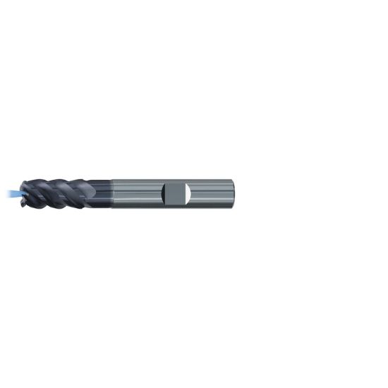 Picture of EMUGE 2611AZ.010 DIA 16MM SH 0.6299 LOC 0.8661 OAL 2.8346 End Mill Standard Flute High Helix Carbide TiAlN Single End Corner Radius 0.0472 1.20MM Jet-Cut