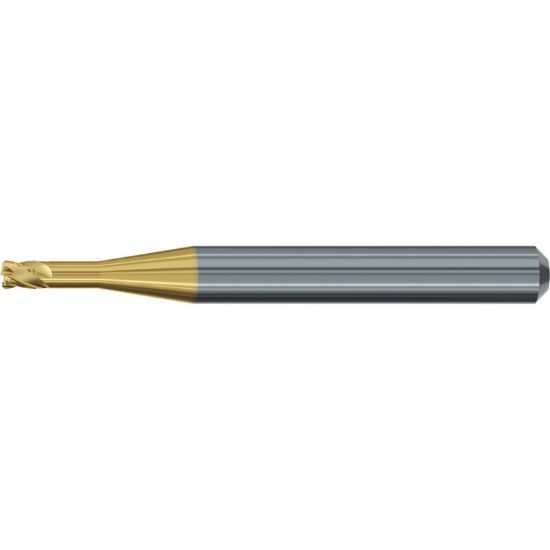 Picture of EMUGE 2632T.300610 DIA 3MM SH 0.2362 LOC 0.3937 OAL 2.2441 End Mill Corner Radius Carbide TiN + TiAIN Single End Corner Radius 0.0197 0.50MM Dental Mills