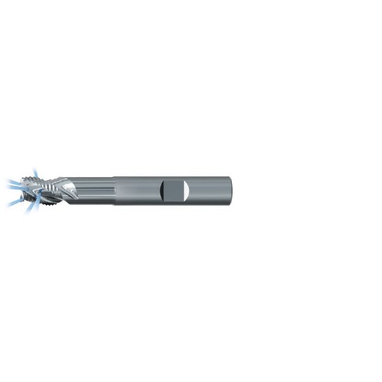 Picture of EMUGE 2883 Z.016030 DIA 16MM SH 0.6299 LOC 0.7874 OAL 3.7795 End Mill Standard Flute/With Coolant Variable Helix Carbide Uncoated Single End Corner Radius 0.1181 3.00MM Alu-Cut