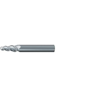 Picture of EMUGE 3440.04030A DIA 3MM SH 0.3937 LOC 0.9843 OAL 2.8346 End Mill Taper Flute Carbide Uncoated Single End Ball Nose Turbine Program