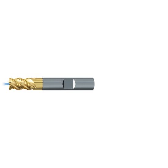 Picture of EMUGE 2643TZ.020025 DIA 20MM SH 0.7874 LOC 1.0236 OAL 3.6220 End Mill Standard Flute High Helix Carbide TiN + TiAIN Single End Corner Radius 0.0984 2.50MM TiNox-Cut