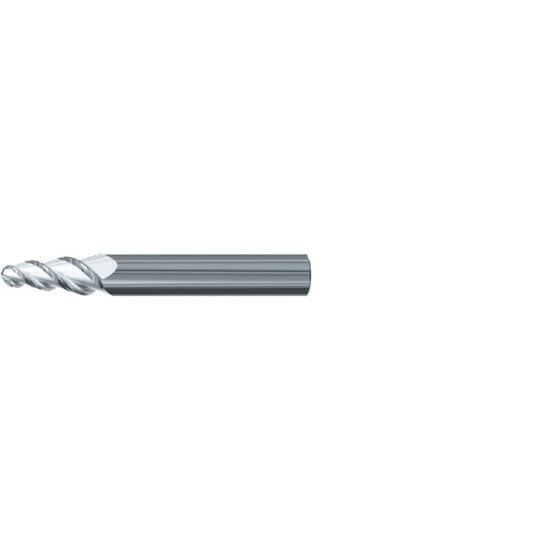Picture of EMUGE 3441.06005A DIA 1MM SH 0.1181 LOC 0.9449 OAL 2.4409 End Mill Taper Flute Carbide Uncoated Single End Ball Nose Turbine Program
