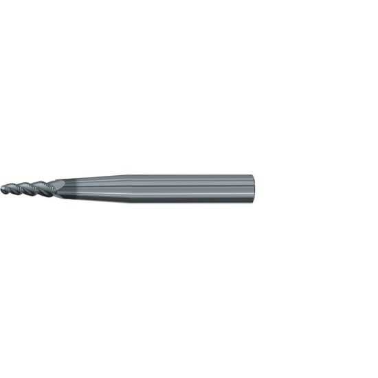 Picture of EMUGE 3546L.04030A DIA 6MM SH 0.6299 LOC 1.3780 OAL 5.5118 End Mill Taper Flute Carbide AlCrN Single End Ball Nose Turbine Program