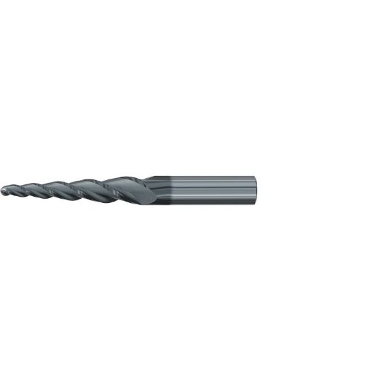 Picture of EMUGE 3550L.04030A DIA 6MM SH 0.6299 LOC 2.9134 OAL 5.5118 End Mill Taper Flute Carbide AlCrN Single End Ball Nose Turbine Program