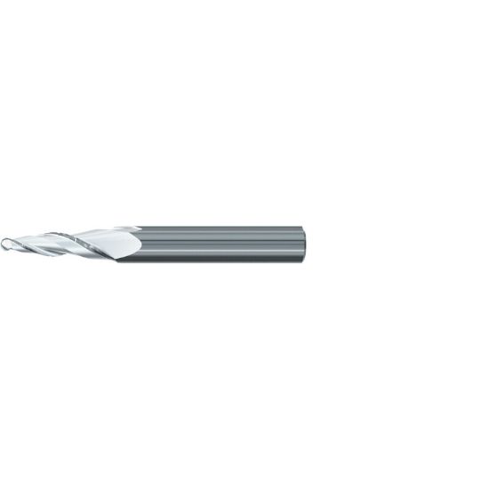Picture of EMUGE 3447.06005A DIA 5MM SH 0.2362 LOC 0.7874 OAL 2.4409 End Mill Taper Flute Carbide Uncoated Single End Ball Nose Turbine Program