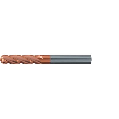 Picture of EMUGE 2504A.012 DIA 12MM SH 0.4724 LOC 1.7717 OAL 3.9370 End Mill Standard Flute Variable Helix Carbide TiAlN Single End Ball Nose TOP-Cut