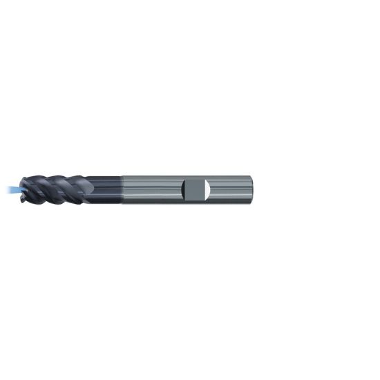 Picture of EMUGE 2613AZ.016 DIA 16MM SH 0.6299 LOC 1.2598 OAL 4.2520 End Mill Standard Flute Variable Helix Carbide TiAlN Single End Corner Radius 0.0866 2.20MM Jet-Cut