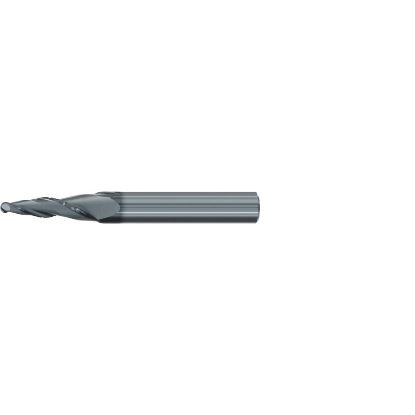 Picture of EMUGE 3446L.08015A DIA 3MM SH 0.3150 LOC 0.7480 OAL 2.4803 End Mill Taper Flute Carbide AlCrN Single End Ball Nose Turbine Program