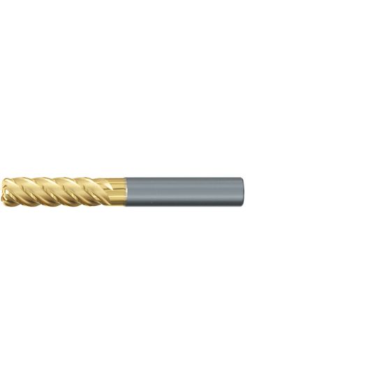 Picture of EMUGE 2654T.016040 DIA 16MM SH 0.6299 LOC 1.8898 OAL 4.4094 End Mill Standard Flute Variable Helix Carbide TiN + TiAIN Single End Corner Radius 0.1575 4.00MM TiNox-Cut