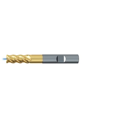 Picture of EMUGE 2659TZ.010020 DIA 10MM SH 0.3937 LOC 0.8661 OAL 3.1496 End Mill Standard Flute High Helix Carbide TiN + TiAIN Single End Corner Radius 0.0787 2.00MM TiNox-Cut
