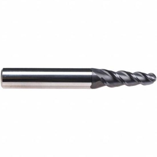Picture of EMUGE 3440A.04020B DIA 2MM SH 0.3150 LOC 1.1811 OAL 2.8346 End Mill Taper Flute Carbide TiAlN Single End Ball Nose Turbine Program
