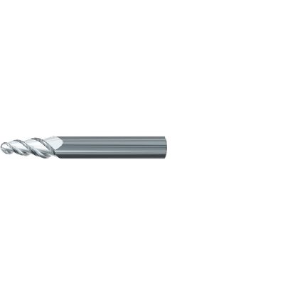 Picture of EMUGE 3441.04005A DIA 1MM SH 0.1181 LOC 0.7874 OAL 2.4409 End Mill Taper Flute Carbide Uncoated Single End Ball Nose Turbine Program