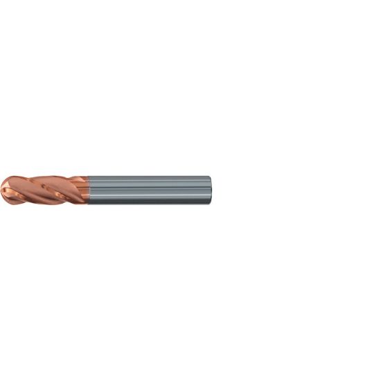 Picture of EMUGE 2502A.016 DIA 16MM SH 0.6299 LOC 1.2598 OAL 3.6220 End Mill Standard Flute Variable Helix Carbide TiAlN Single End Ball Nose TOP-Cut