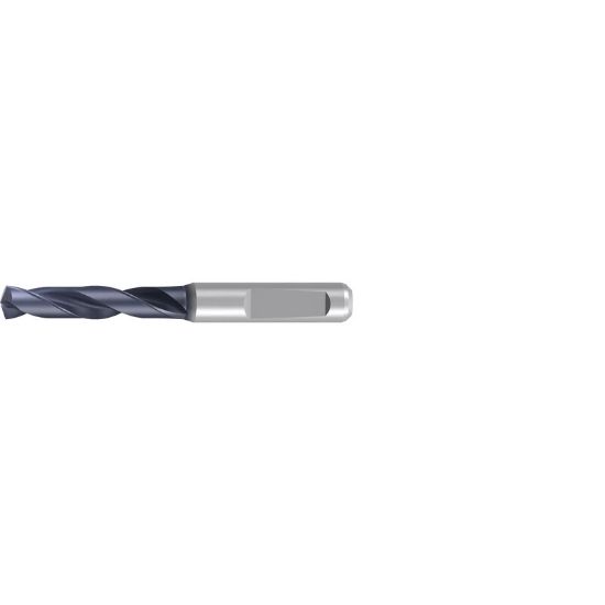 Picture of EMUGE TA403324.1500 Carbide Drill Solid Carbide 140° 0.590 Diameter 0.629 Shank 4.527 OAL 2.559 Flute 2 Flute TiAlN