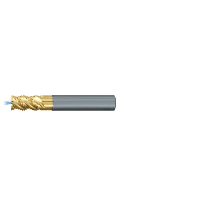 Picture of EMUGE 2642TZ.016040 DIA 16MM SH 0.6299 LOC 0.8661 OAL 3.2283 End Mill Standard Flute High Helix Carbide TiN + TiAIN Single End Corner Radius 0.1575 4.00MM TiNox-Cut