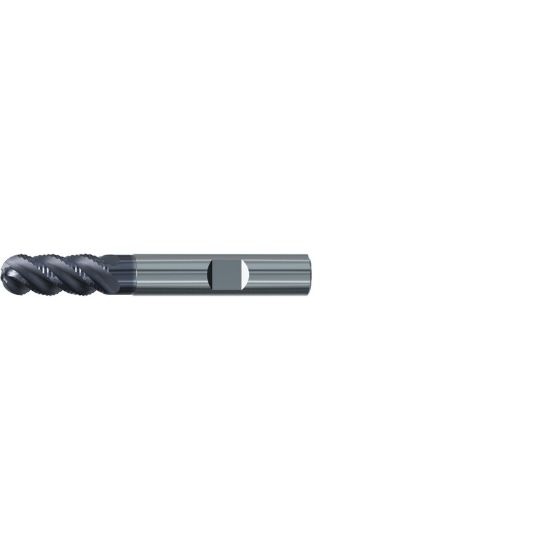 Picture of EMUGE 2667A.004 DIA 4MM SH 0.2362 LOC 0.4331 OAL 2.2441 End Mill Carbide TiAlN Single End Ball Nose Multi-Cut