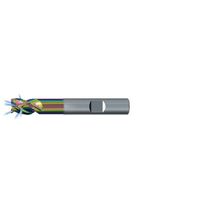 Picture of EMUGE 2882RZ.016 DIA 16MM SH 0.6299 LOC 0.7874 OAL 3.7795 End Mill Standard Flute Coolant Variable Helix Carbide CrN Single End 45.0° Chamfer Alu-Cut