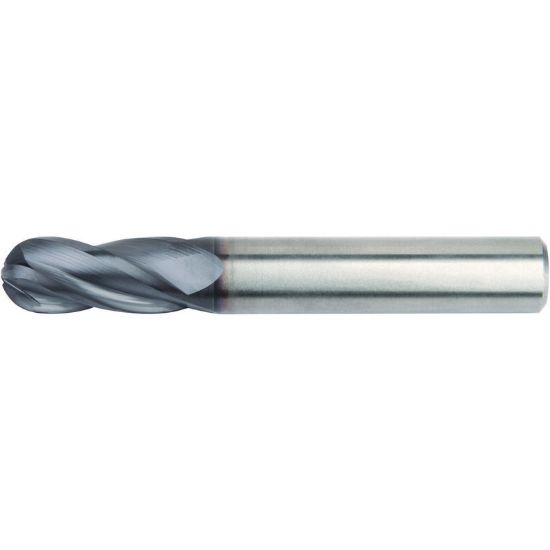 Picture of HANITA/WIDIA 40001800T038 DIA 18MM SH 0.7087 LOC 1.4961 OAL 3.9370 End Mill Standard Flute High Helix Carbide TiAlN Single End Ball Nose WIDIA Series Mills