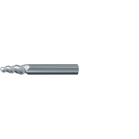 Picture of EMUGE 3440.08015B DIA 1.50MM SH 0.3937 LOC 1.0236 OAL 2.834 End Mill Taper Flute Carbide Uncoated Single End Ball Nose Turbine Program