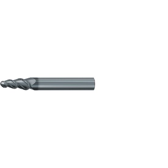 Picture of EMUGE 3440L.04030B DIA 3MM SH 0.3937 LOC 1.2205 OAL 3.1496 End Mill Taper Flute Carbide AlCrN Single End Ball Nose Turbine Program