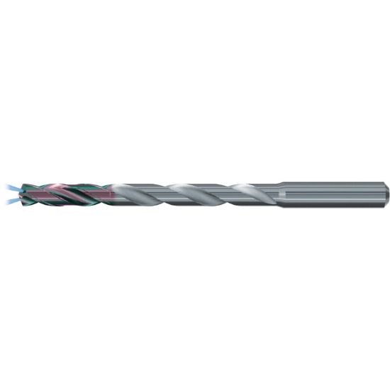Picture of EMUGE TA223344.1070 Carbide Drill Coolant Thru Carbide 135° 0.421 Diameter 0.472 Shank 3.110 OAL 1.614 Flute 2 Flute TiAlN-TA14